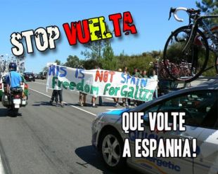 Interrompem "Vuelta a Espa&ntilde;a" em Vigo e exibem faixa vindicativa