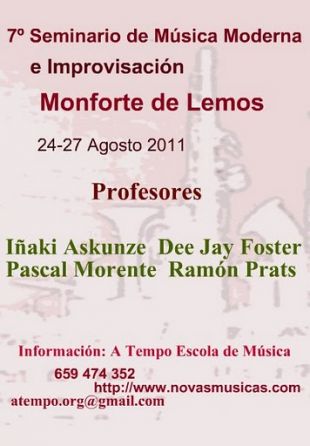 7&ordm; Seminario de M&uacute;sica Moderna e Improvisaci&oacute;n de Monforte de Lemos