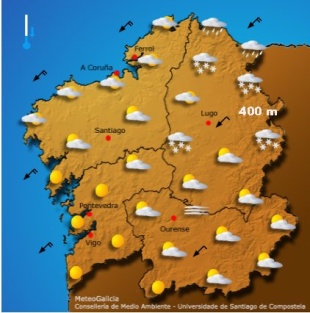 Progn&oacute;stico de Meteogalicia para o m&eacute;rcores 7 de xaneiro