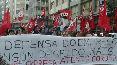 Manifestaci&oacute;n dos traballadores de Atento / Foto: CXT