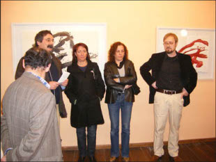 Baldo Ramos, primeiro pola dereita, na inauguraci&oacute;n dunha das s&uacute;as exposici&oacute;ns