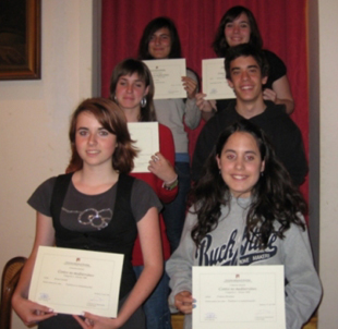 Categor&iacute;a A, de abaixo a arriba: Cristina Ram&iacute;rez e Anna Candel (1&ordm;), Nuria Rus e Sergi S&aacute;ez (2&ordm;)e Cristina Herrero e Helena L&oacute;pez (3&ordm;).
