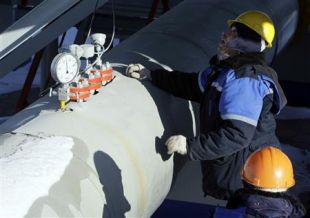Estaci&oacute;n de Gazprom en Sudzha, este martes
