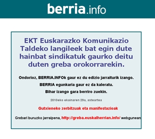O diario Berria est&aacute; este martes pechado por folga