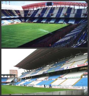 O de Riazor (arriba), na Coru&ntilde;a, e o de Bala&iacute;dos, en Vigo, son os estadios nos que xogan actualmente Deportivo e Celta