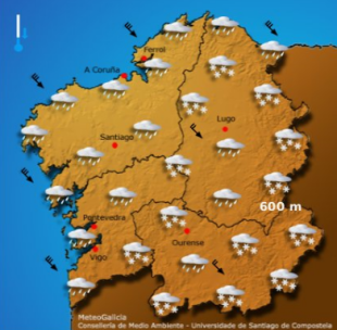 Progn&oacute;stico de Meteogalicia para a tarde do martes 20 de xaneiro
