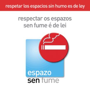 Espazo sen fume biling&uuml;e. Coa nova lei todos os carteis informativos deber&aacute;n estar, polo menos, en galego