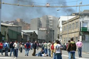 As mobilizaci&oacute;ns cingu&iacute;ronse &aacute;s inmediaci&oacute;ns dos estaleiros, esta cuarta feira en Vigo