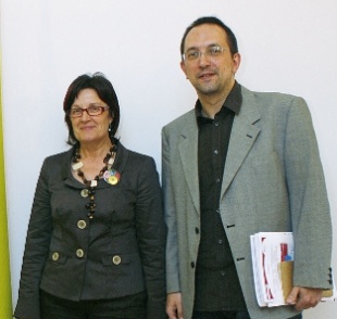 Anxo Lorenzo con Marisol L&oacute;pez, a anterior secretaria xeral de Pol&iacute;tica Ling&uuml;&iacute;stica