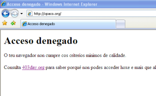 Os usuarios de IE at&oacute;panse este martes co erro