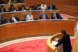 Benigno L&oacute;pez durante a s&uacute;a intervenci&oacute;n no Parlamento