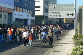 Sa&iacute;da da manifestaci&oacute;n, esta cuarta feira
