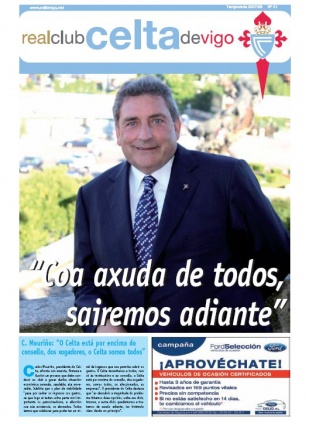 Capa do xornal do Celta, no que o seu presidente asegura que o equipo vai sa&iacute;a adiante
