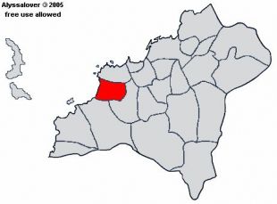 Situaci&oacute;n da parroquia de San Paio de Navia, en vermello, no Concello de Vigo / Fonte: Galipedia