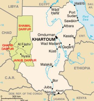Mapa da rexi&oacute;n sudanesa de Darfur / Fonte: Galipedia