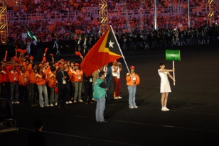A delegaci&oacute;n de Timor Leste, na cerimonia de apertura dos Jogos en Macao