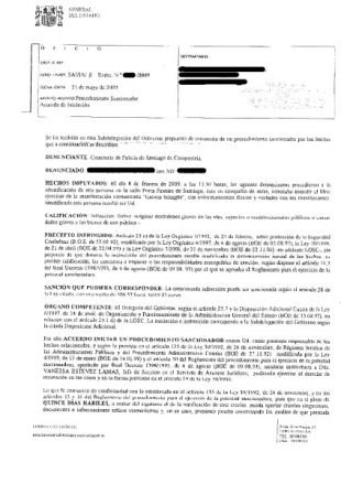 Unha das denuncias chegadas ao fogar dun participante no acto ridiculista (clique para ampliar)