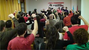 Imaxes da Asemblea deste s&aacute;bado. Arriba, os cinco electos para a Mesa Nacional (clique para ampliar)