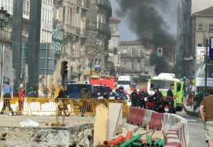 Os enfrontamentos suced&eacute;ronse no centro da cidade / Imaxe: Z&eacute;lia Garcia (clique para ampliar)