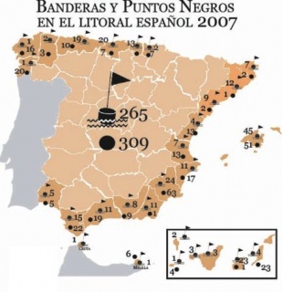 Mapa da situaci&oacute;n das bandeiras negras