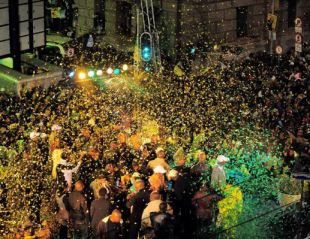 Unha imaxe da celebraci&oacute;n dos partidarios do ANC