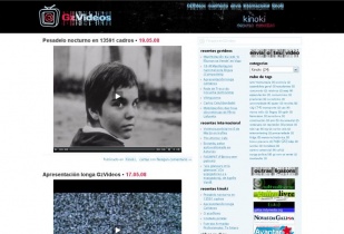 Captura da web, na secci&oacute;n Kinoki, a dos contidos creativos como clips de m&uacute;sica, animaci&oacute;n, curtas...