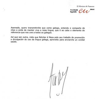 Despedida de Xos&eacute; Blanco na carta ao presidente da Mesa (clique para ampliar)