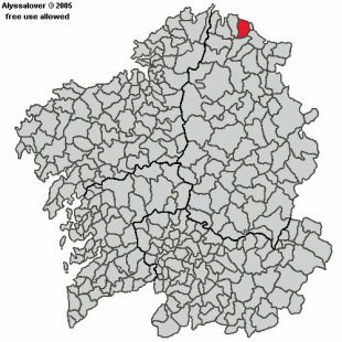 A situaci&oacute;n do Concello de Cervo no mapa de Galiza