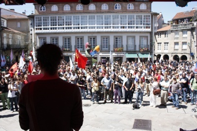 Imaxe da Praza do Toural, onde rematou a manifestaci&oacute;n